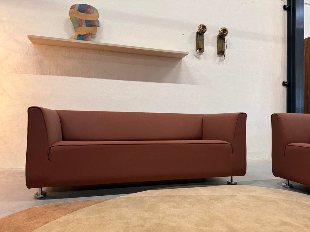2 Nieuw Gelderland 4800 Bank 2,5 & 2 zits Rime stof 190 rood, 150 tot 200 cm, 75 tot 100 cm, Rechte bank, Gelderland