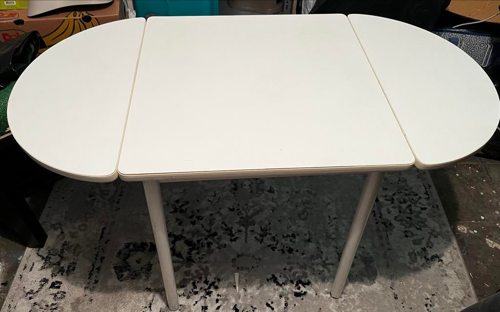 Witte ovale klaptafel 119x60x72cm, Huis en Inrichting, Tafels | Eettafels, Ophalen, Kunststof, 100 tot 150 cm, 50 tot 100 cm