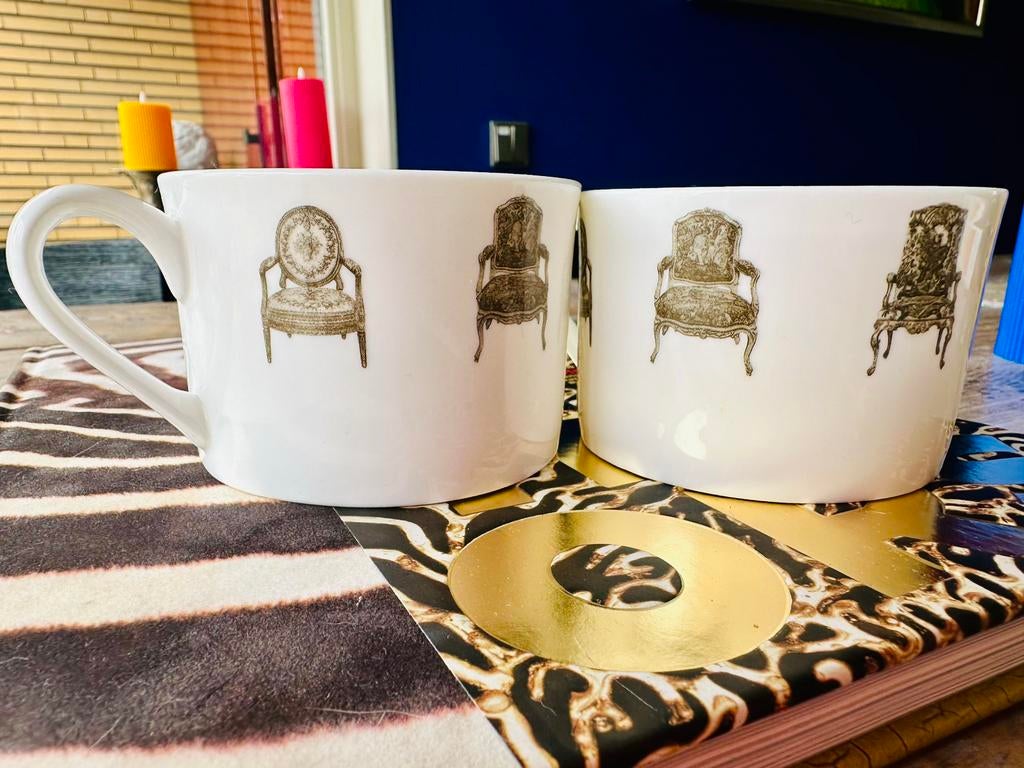 CVD Christopher Vine Design Barok Chairs bekers, Ophalen, Zo goed als nieuw, Porselein, Kop en/of schotel