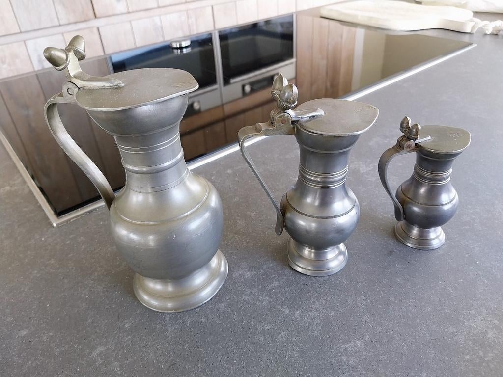 3 tinnen kannetjes, Ophalen of Verzenden