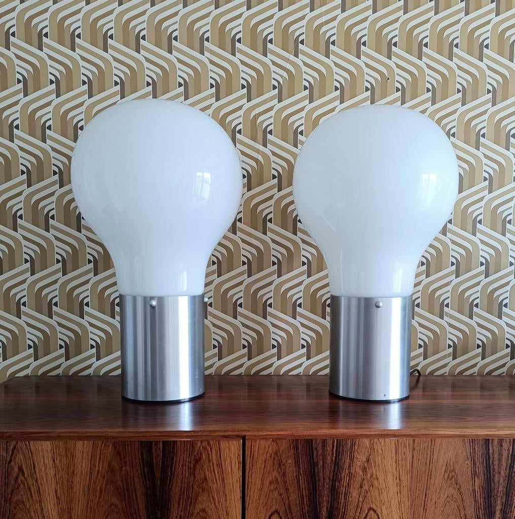 Set van 2 XL Space Age Tafellampen, Huis en Inrichting, Lampen | Wandlampen, Ophalen, Gebruikt, Glas, Mid Century Modern Space Age Design