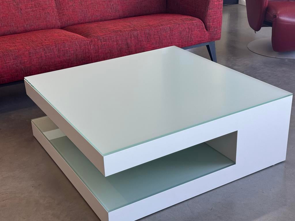 Salon Tafel Karat S100 Hoogglans Wit met 2 Glasplaten, Huis en Inrichting, 100 tot 150 cm, Verzenden, 50 tot 100 cm, X