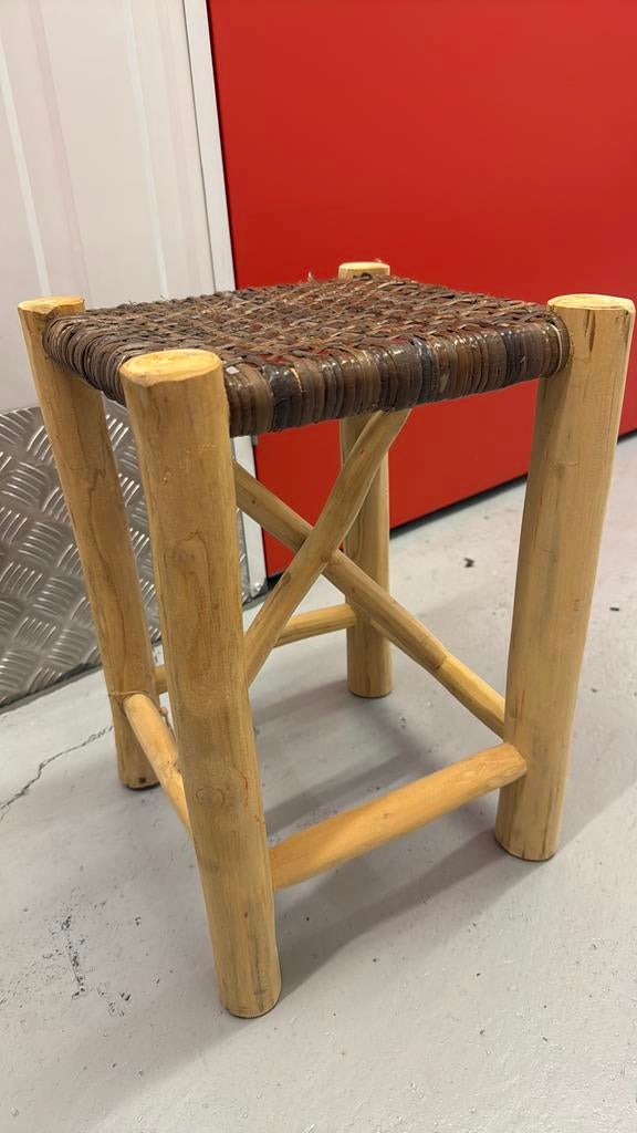 Boho ibiza marokkaans oosters krukje gevlochten, Huis en Inrichting, Ophalen of Verzenden, Zo goed als nieuw, Hout