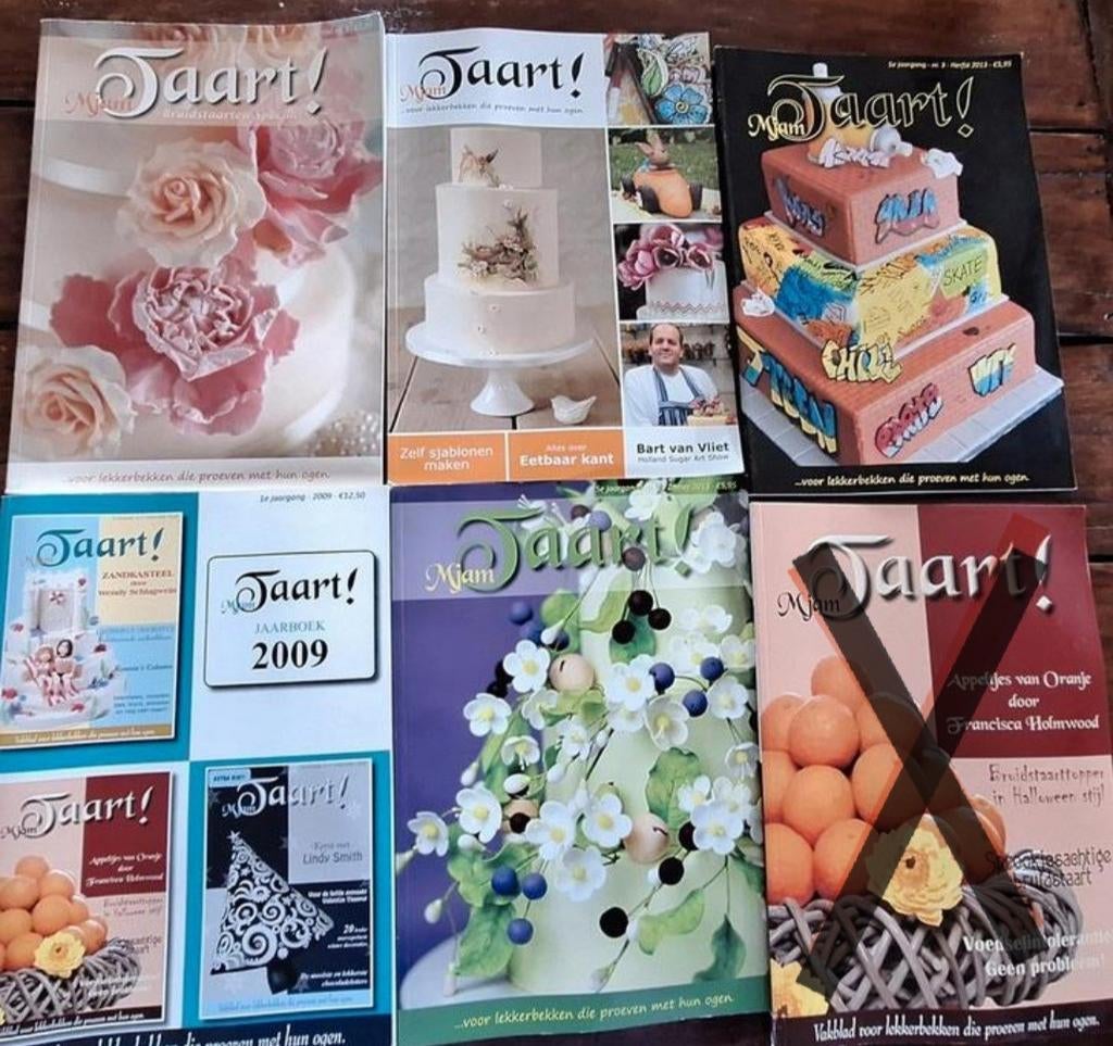 4x Mjam Taart Magazins + 1x Jaarboek Mjam Taart, Ophalen of Verzenden, Gebruikt, Taarten, Overige typen