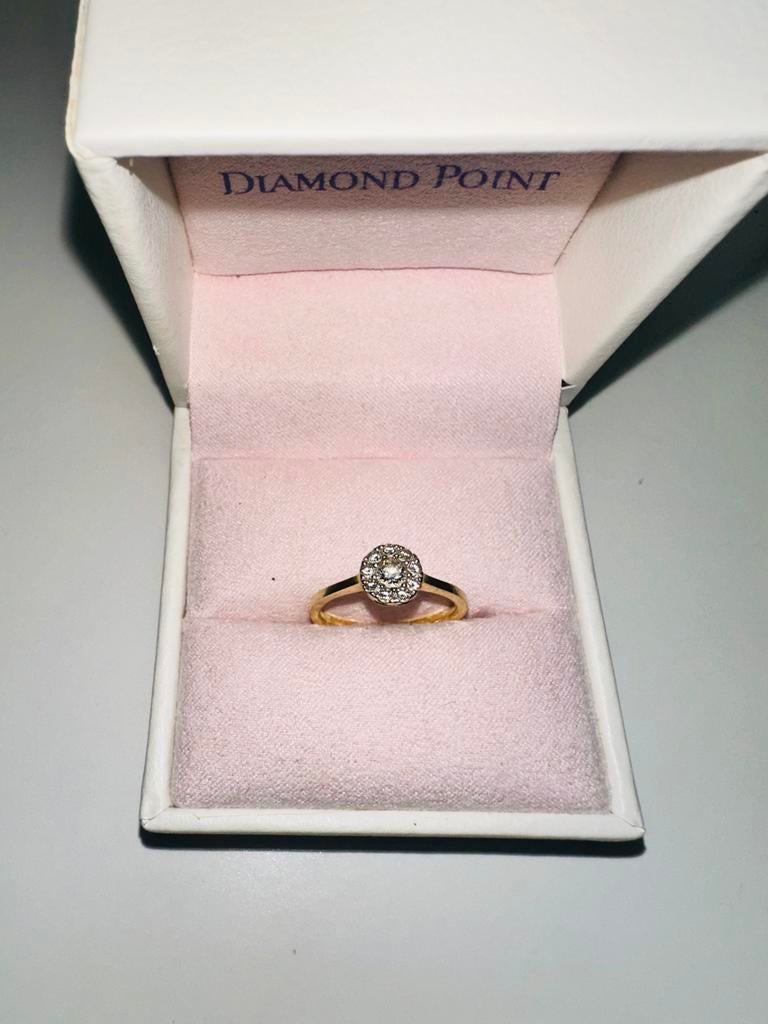 Diamond point Ring maat 55, Sieraden, Tassen en Uiterlijk, Ophalen, Wit, Zo goed als nieuw, Dame