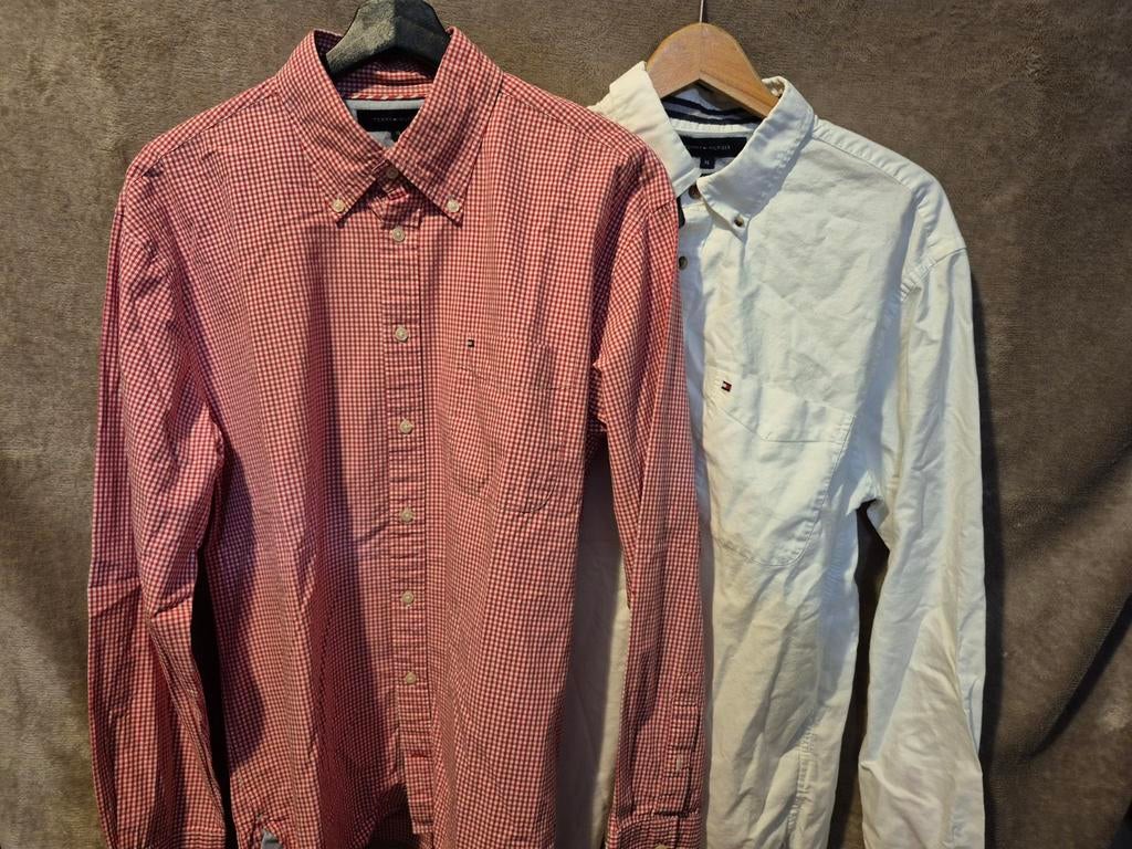 2x Tommy Hilfiger  heren overhemd maat XL, Overige kleuren, Tommy Hilfiger, Ophalen of Verzenden, Zo goed als nieuw