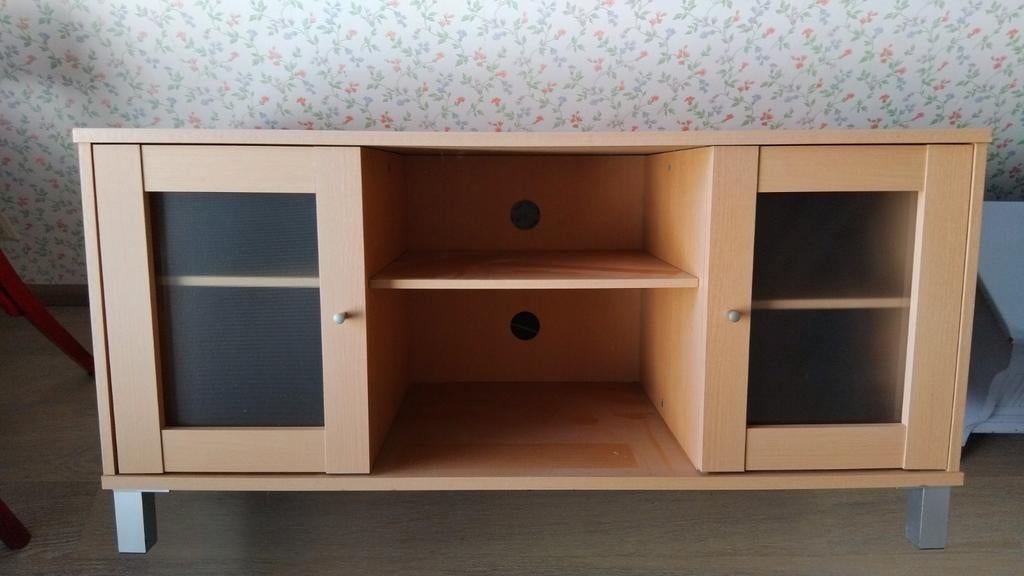 TV-meubel/dressoir met glazen deuren en planken, Huis en Inrichting, Kasten | Televisiemeubels, 100 tot 150 cm, Modern, Functioneel
