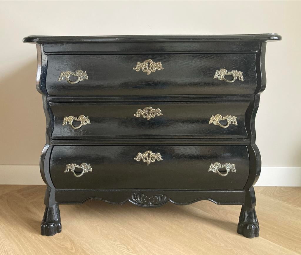 Hoogglans zwart ladekastje met 3 lades, Ophalen, Gebruikt, 50 tot 100 cm, 3 of 4 laden