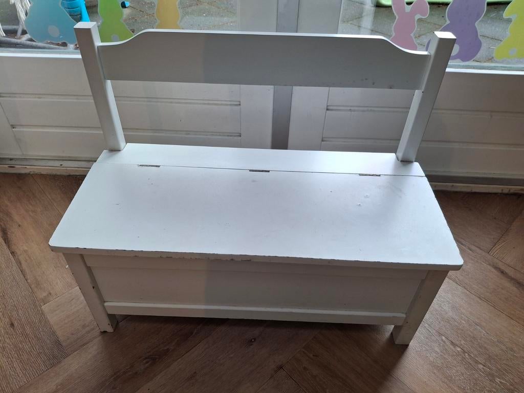 Klepbank / Opbergbank voor speelgoed - Wit, Ophalen, Gebruikt, Hout