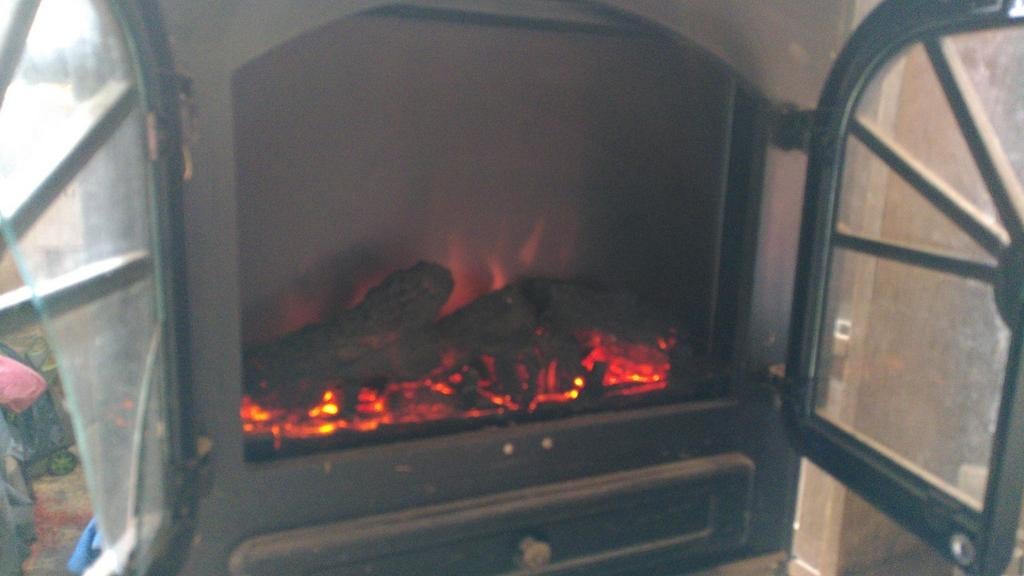 Sfeervolle elektrische 'hout' kachel, Huis en Inrichting, Kachels, Gebruikt, Houtkachel, Hout, Ophalen