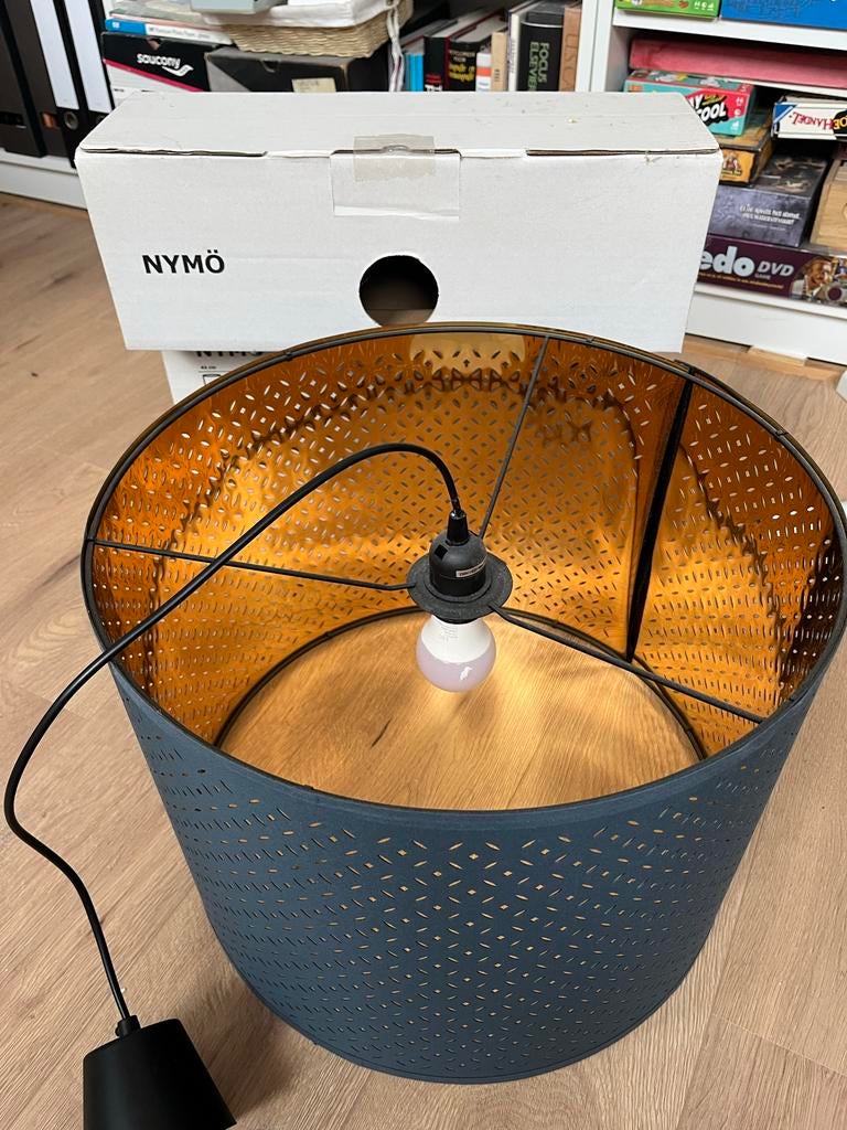 Ikea Nymo hanglamp, perfecte staat met originele doos, Ophalen, 25 tot 50 cm, Zwart, Rond