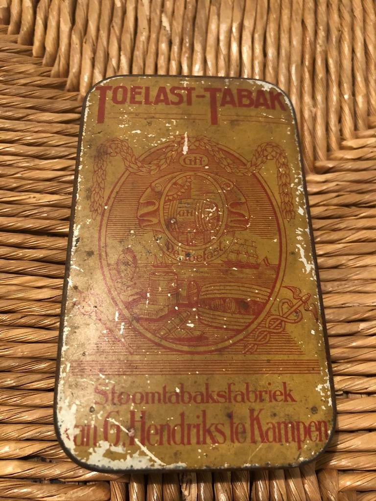 Antiek / vintage Tabaks blikje Toelast tabak, Verzamelen, Ophalen of Verzenden, Gebruikt, Tabaksdoos of Verpakking
