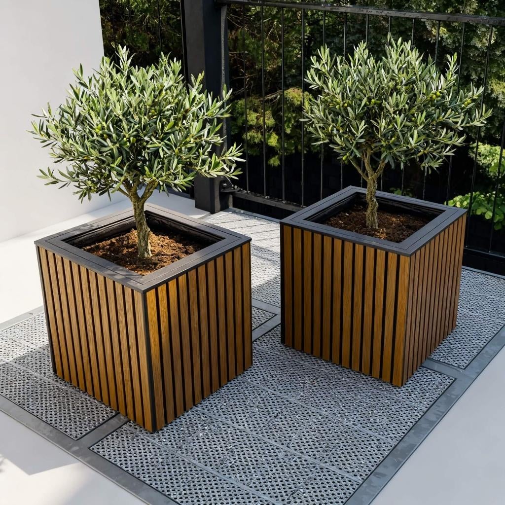 Luxe Plantenbak Vierkant  | Composiet | Onderhoudsvrij, Tuin en Terras, Bloembakken en Plantenbakken, Nieuw, Overige materialen