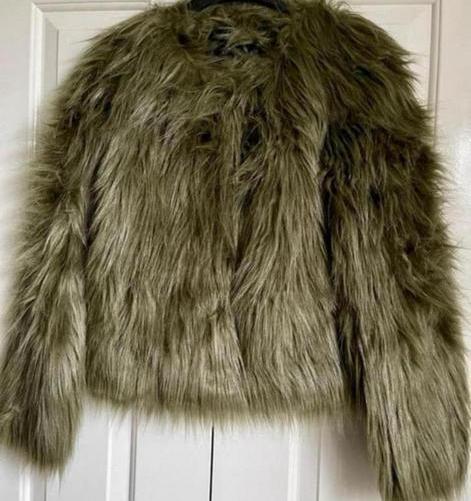 Exclusief • PREMIÈRE FRACOMINA • Faux Fur groene jas - S, Ophalen of Verzenden, Zo goed als nieuw, Groen