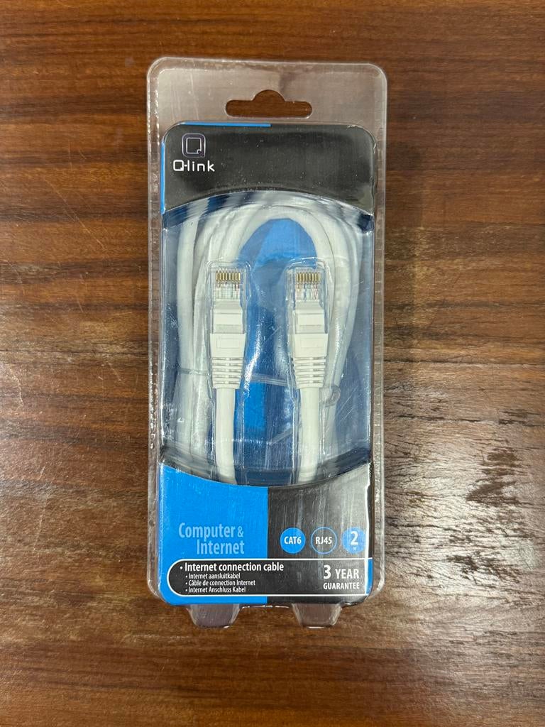 Qlink Cat6 Ethernet kabel (2m), Ophalen of Verzenden, Zo goed als nieuw