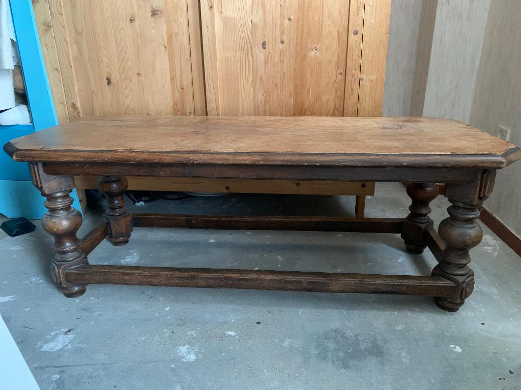 Mooie antieke bolpoot salontafel, Ophalen, Gebruikt, 100 tot 150 cm, Eikenhout