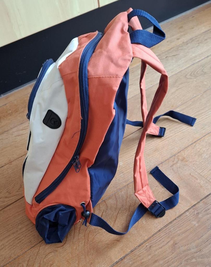 Rugzak blauw/wit/orange, Gebruikt, 25 tot 40 cm, Ophalen of Verzenden, Overige merken