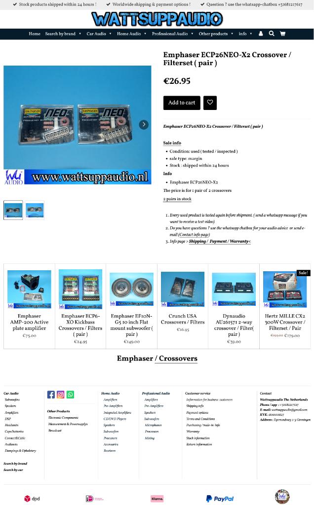 Emphaser ECP26NEO-X2 Crossover / Filterset set van 2, Auto diversen, Autospeakers, Gebruikt, ., Ophalen of Verzenden, .