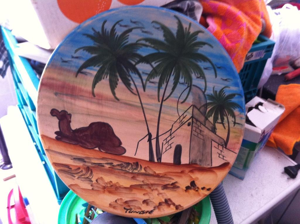 Aardewerk schaal hand geschilderd uit Tunesië., Antiek en Kunst, Antiek | Wandborden en Tegels, Ophalen