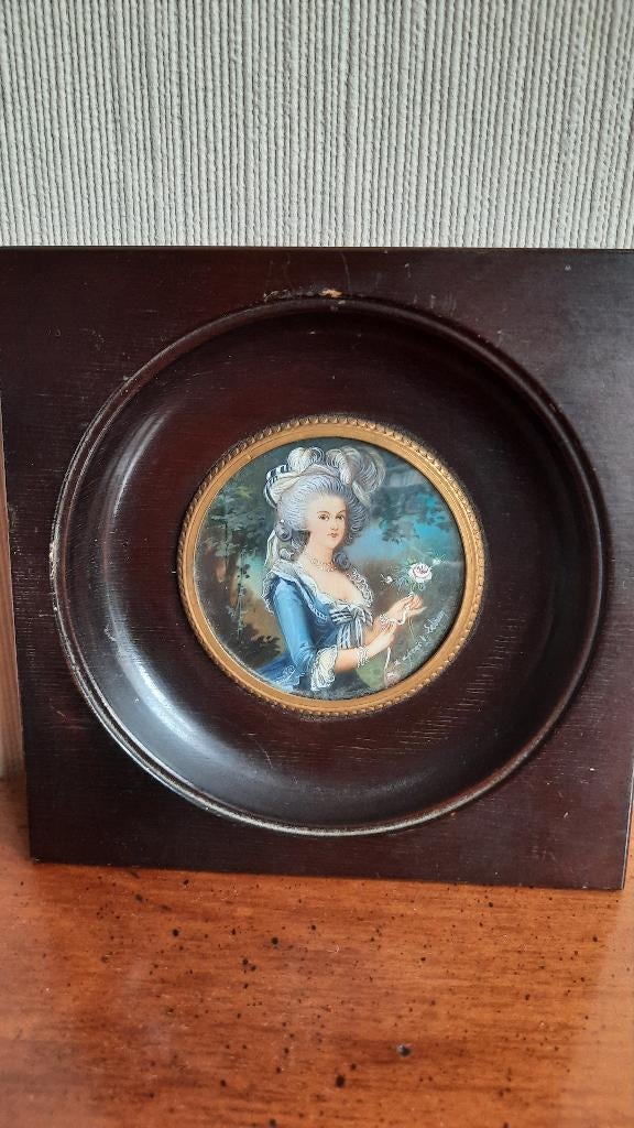Miniatuur frans marie antoinette naar lebrun, Antiek en Kunst, Kunst | Schilderijen | Klassiek, Ophalen of Verzenden