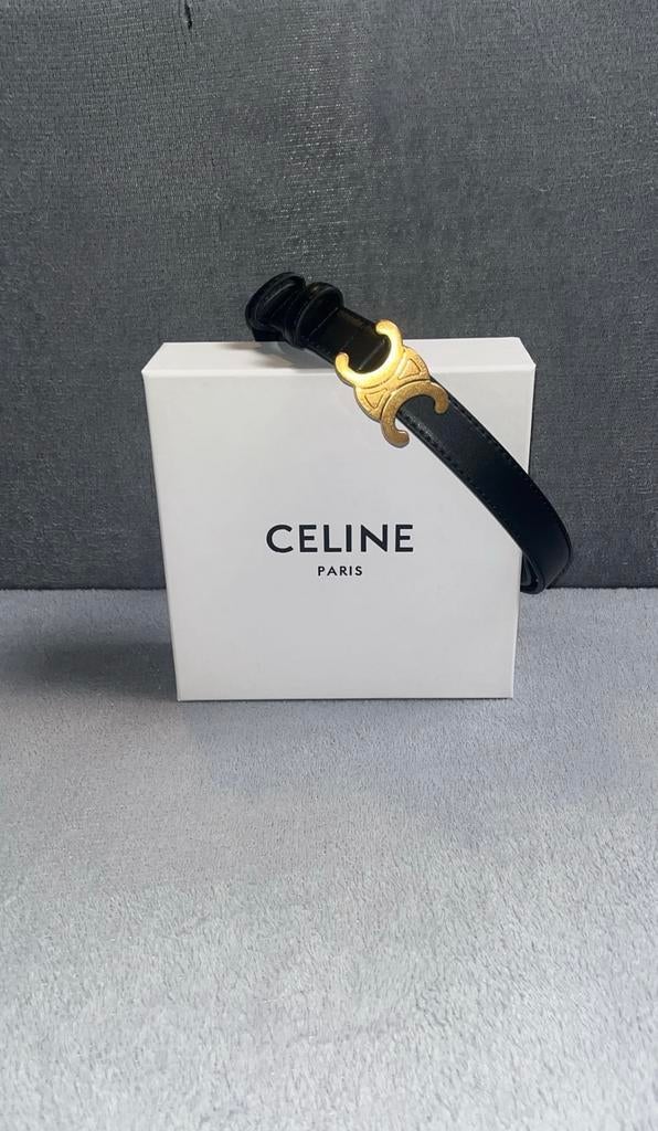 Céline Triomph Riem voor Vrouwen. Zwart/Goud, Kleding | Dames, Riemen en Ceinturen, Minder dan 3 cm, 100 cm of meer, Nieuw, Heupriem