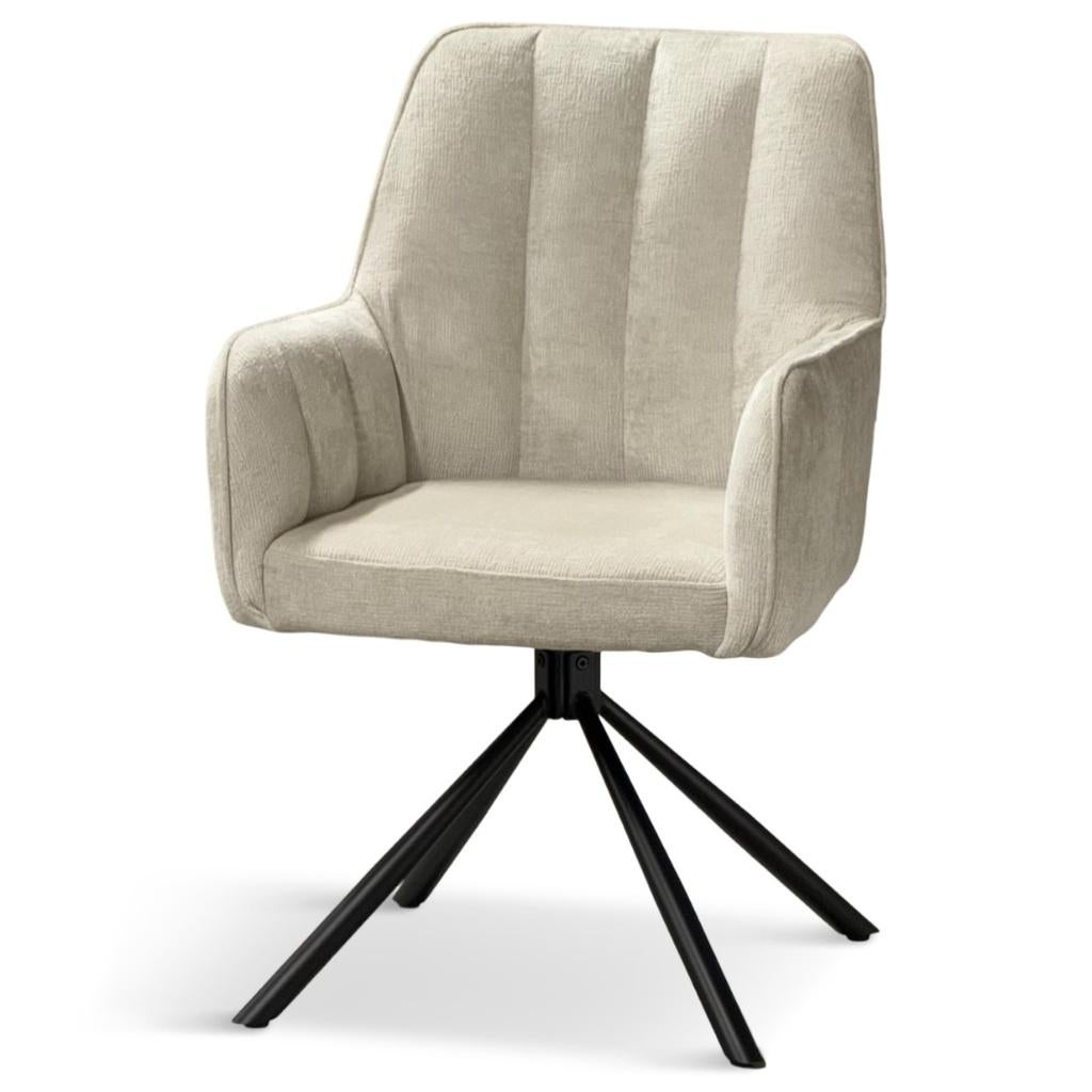 Armstoel Floki en beige en greige stof **Direct leverbaar**, Overige kleuren, Nieuw, Ophalen of Verzenden, Stof