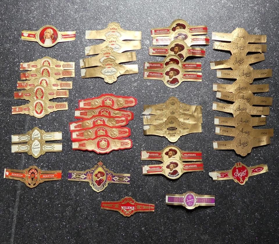 Sigarenbandjes Agio Velasques Jasneva Senator Hofnar Havana, Ophalen of Verzenden, Gebruikt, Sigarenbandjes