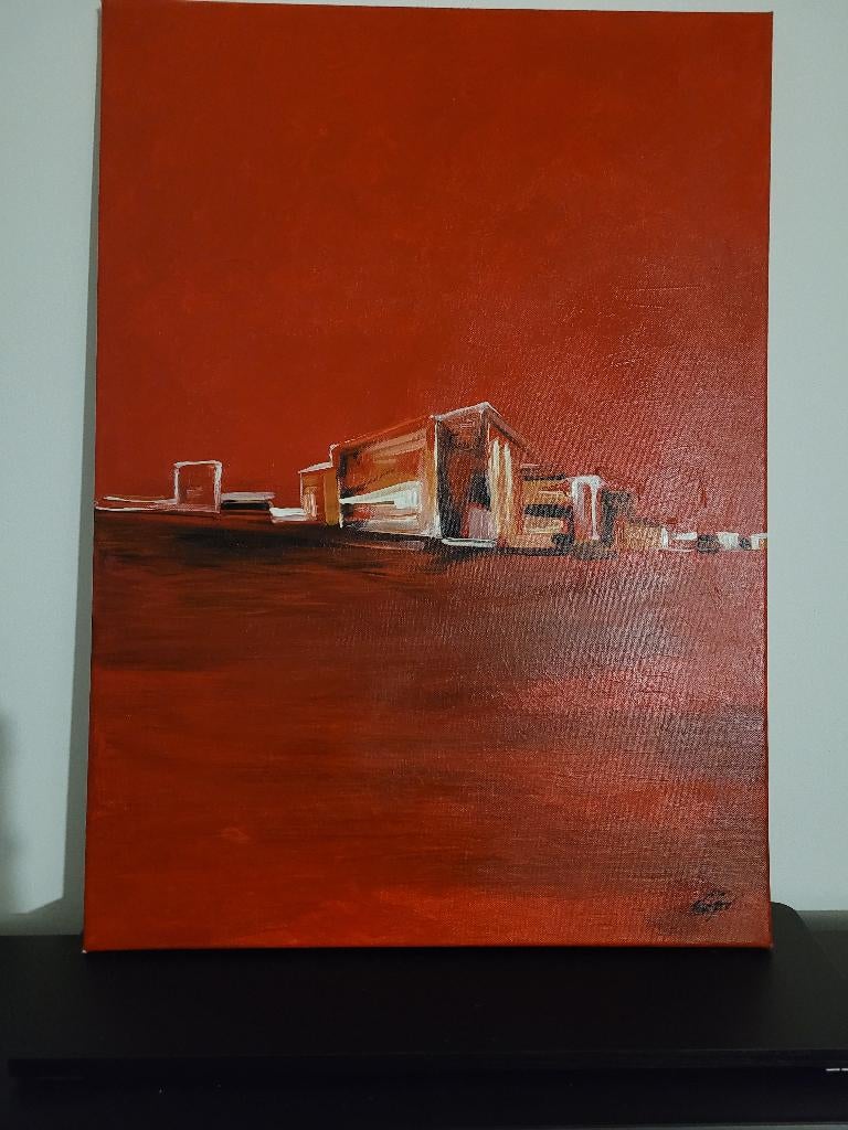 Origineel gesigneerd abstract schilderij, Antiek en Kunst, Ophalen