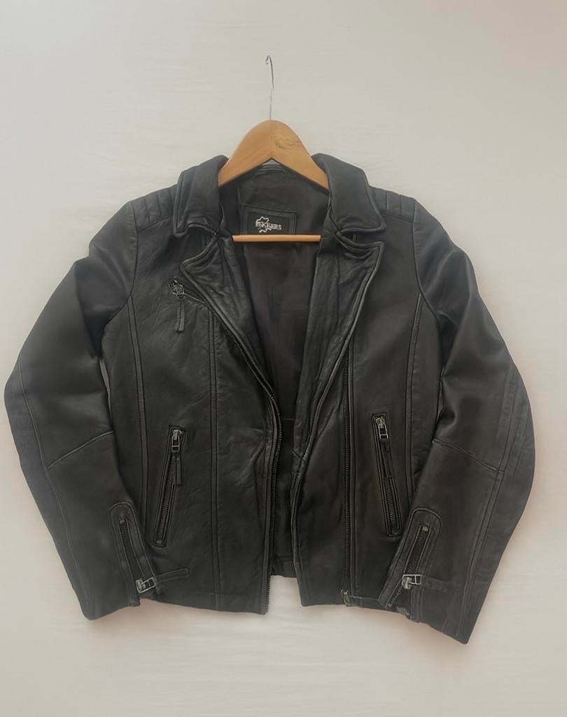 Dekkers leren kinderjas maat 158/164, Verzenden, Zwart, Zo goed als nieuw, Jasje