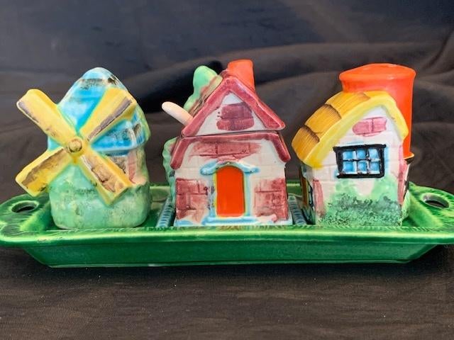 vintage figuratief peper zout mosterd stelletje, Antiek en Kunst, Ophalen of Verzenden