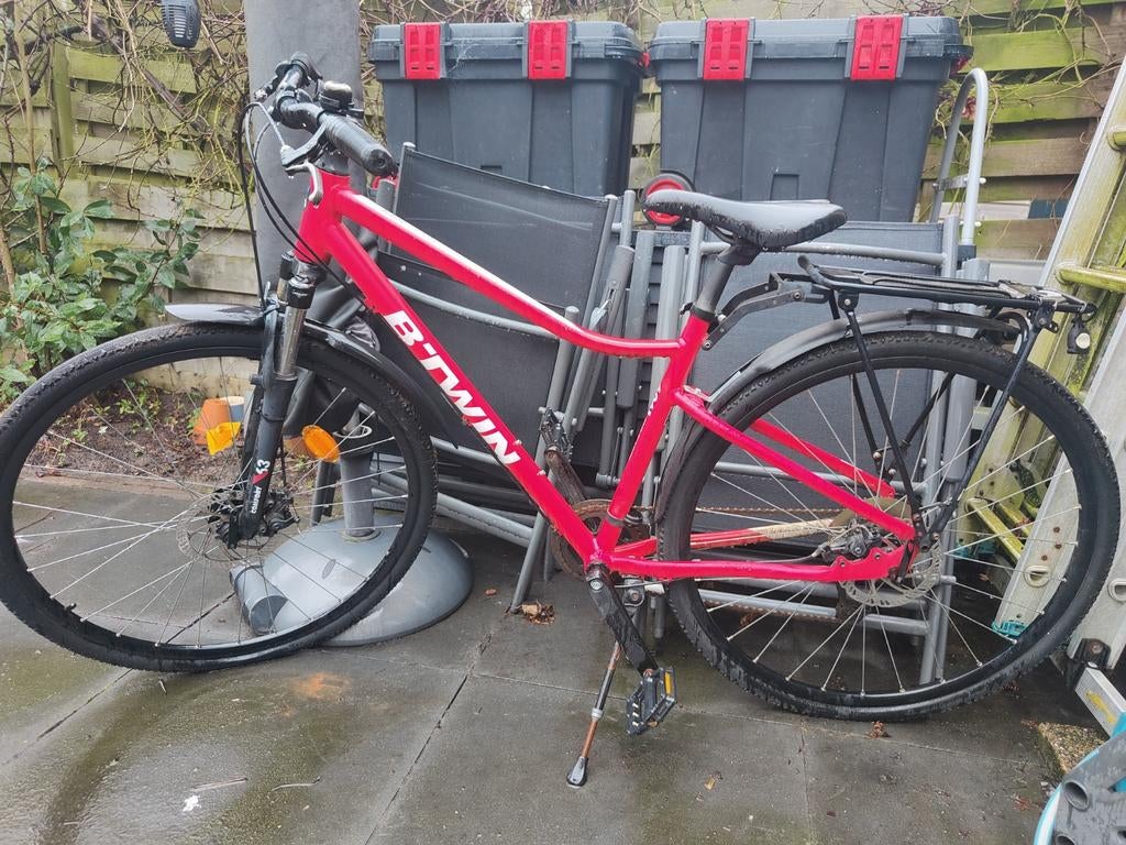 Opknapfiets. Btwin hybrid Riverside 500, rood, maat s., Fietsen en Brommers, Fietsen | Mountainbikes en ATB, Minder dan 45 cm