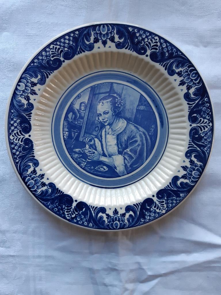 Delftsblauw wandbord met Jan Steen OESTER-EETSTER, Antiek en Kunst, Ophalen of Verzenden