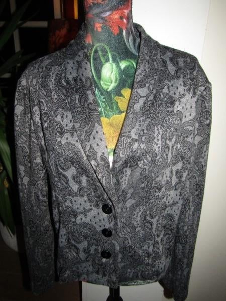 F032 OPHILIA mt 2 jasje grijs zwart jersey barok, Kleding | Dames, Maat 46/48 (XL) of groter, Ophalen of Verzenden, Zo goed als nieuw