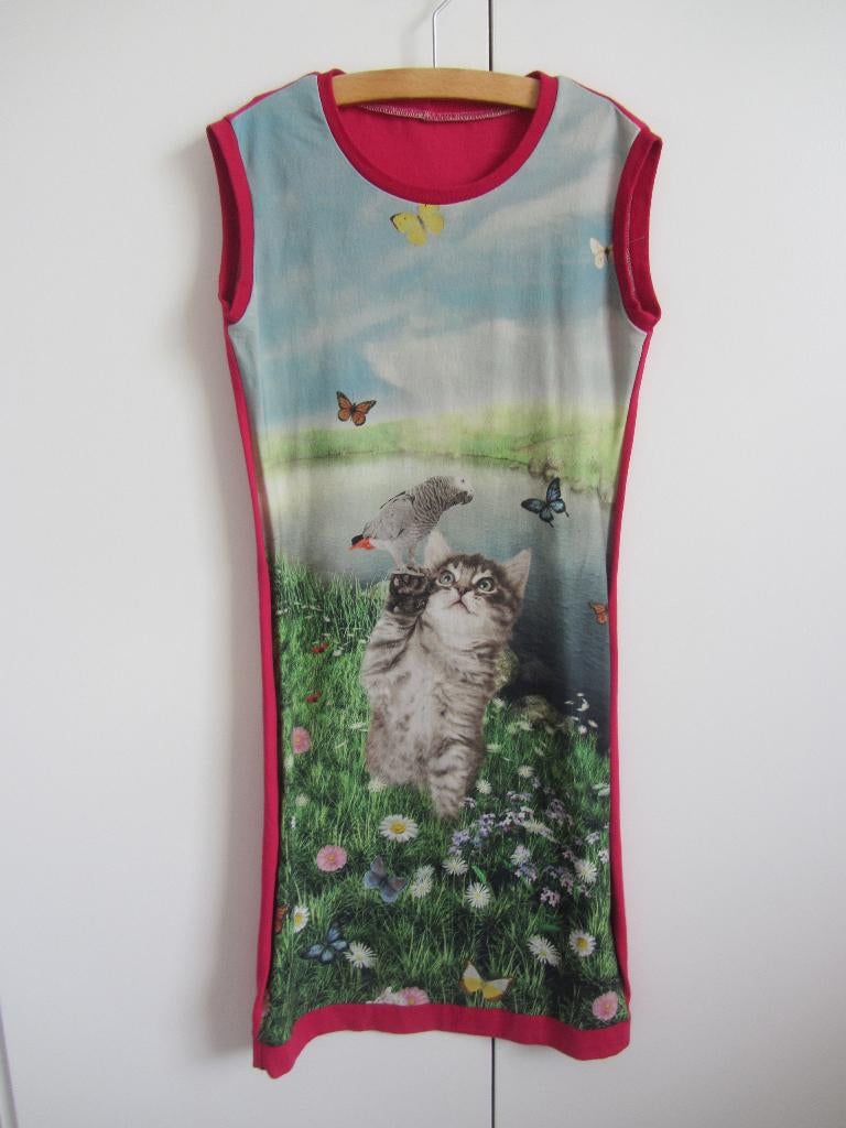 Roze jurk met poes maat 146, Ophalen of Verzenden, Zo goed als nieuw, Meisje, Jurk of Rok