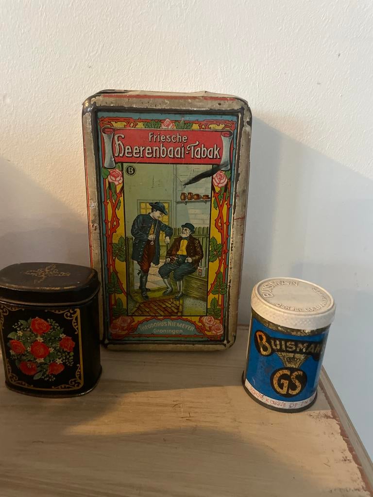 Vintage Blikken: Friesche Tabak & Buismans Koffie, Antiek en Kunst, Ophalen