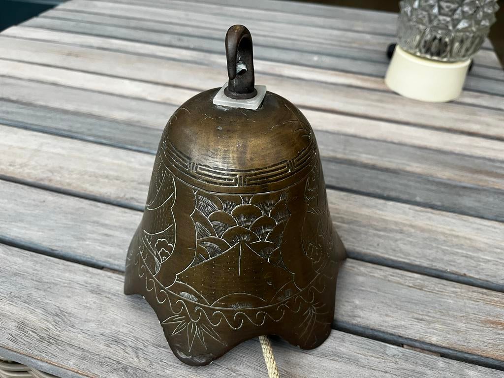 Prachtige grote koperen scheepsbel met Gravures, Ophalen of Verzenden, Koper