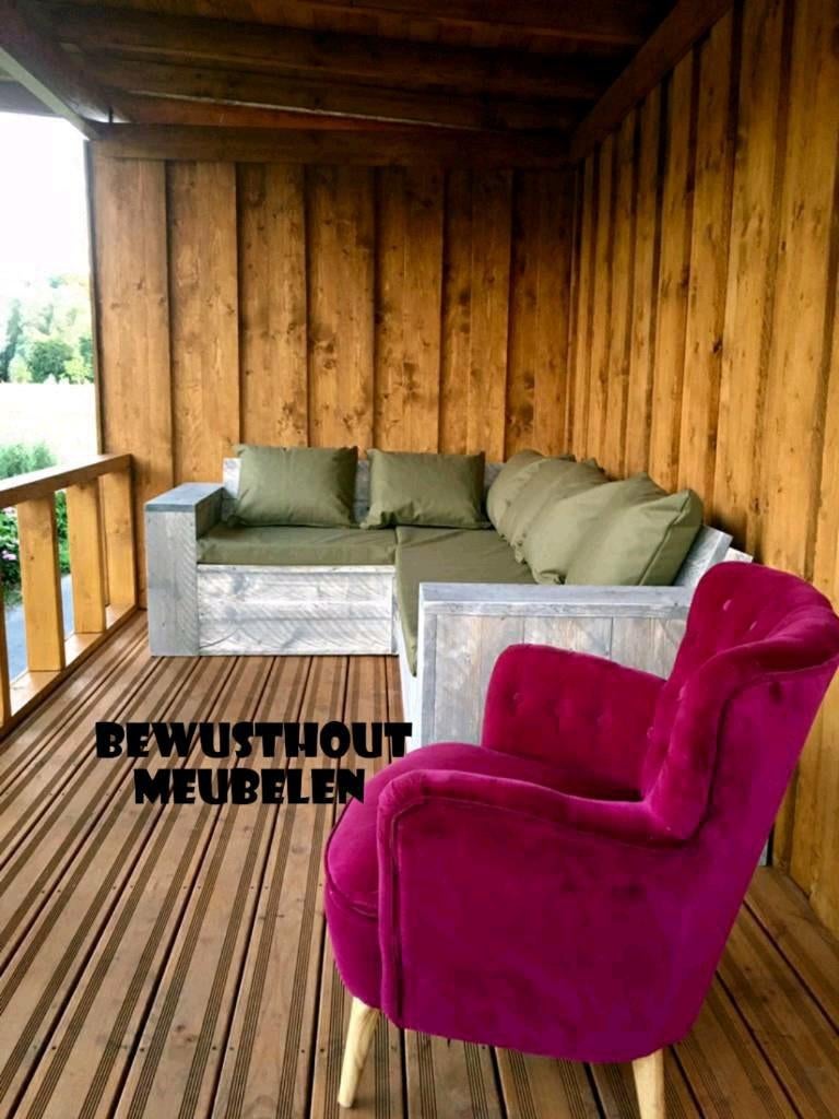 ACTIE! Steigerhout Hoekbank Monaco.!! 5 Dagen Levertijd!!!, Tuin en Terras, Tuinsets en Loungesets, Steigerhout, Ophalen of Verzenden