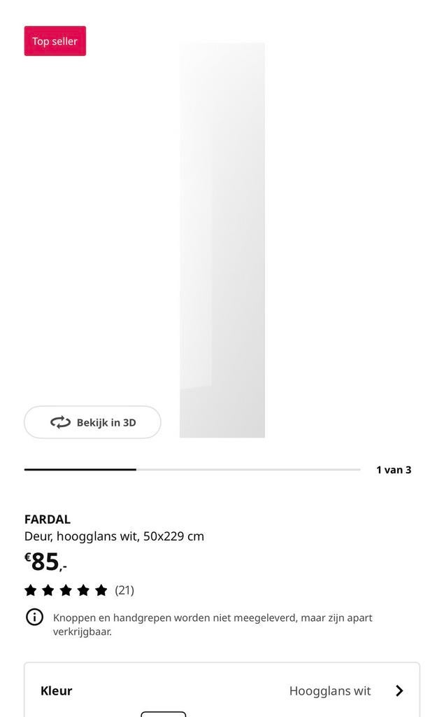 Fardal deur 50x229, Ophalen, 200 cm of meer, 50 tot 100 cm, Zo goed als nieuw