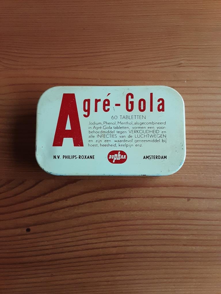 AGRË - GOLA , AMSTERDAM , Tabletten., Verzamelen, Blikken, Ophalen of Verzenden, Gebruikt, Overige
