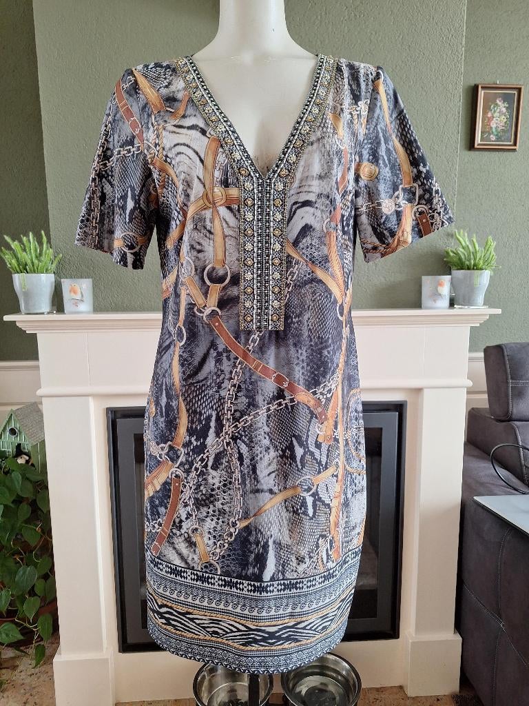 K-Design K Design gave jurk met mooie kraag L 42 44, K-design, Verzenden, Maat 42/44 (L), Zo goed als nieuw