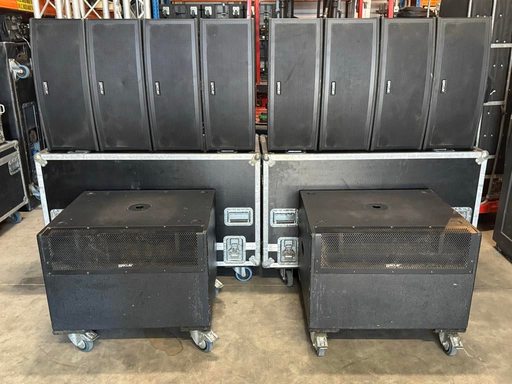 Ecler vaste installatie set 8x Dacord H208i 2x SB212, Gebruikt, Overige typen, 120 watt of meer, Ophalen