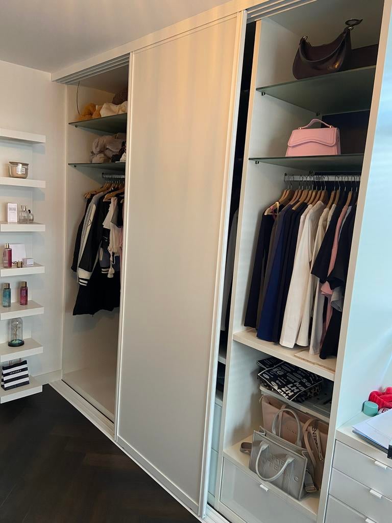 Witte schuifdeur met Boven- en Onderrails (dus geen kast!), Ophalen, 100 tot 150 cm, 200 cm of meer, Zo goed als nieuw