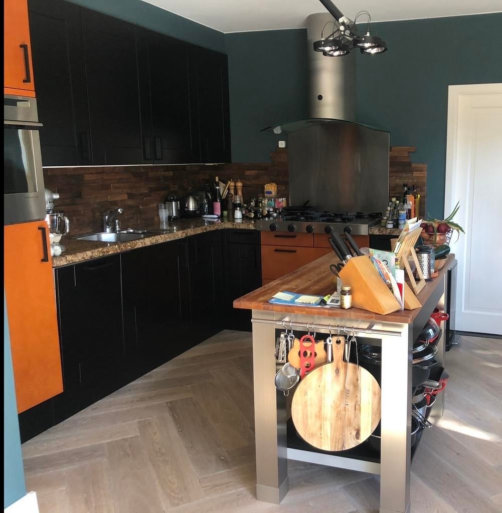 Siemaric keuken met granieten blad en kookeiland, Ophalen, Gebruikt, Zwart, Hoekkeuken