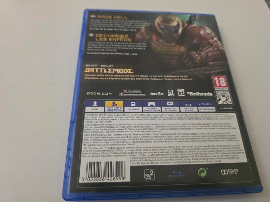 Doom Eternal voor Playstation 4 en 5 Lees Goed Aub, Vanaf 18 jaar, Bethesda NL, 1 speler, Bethesda EU