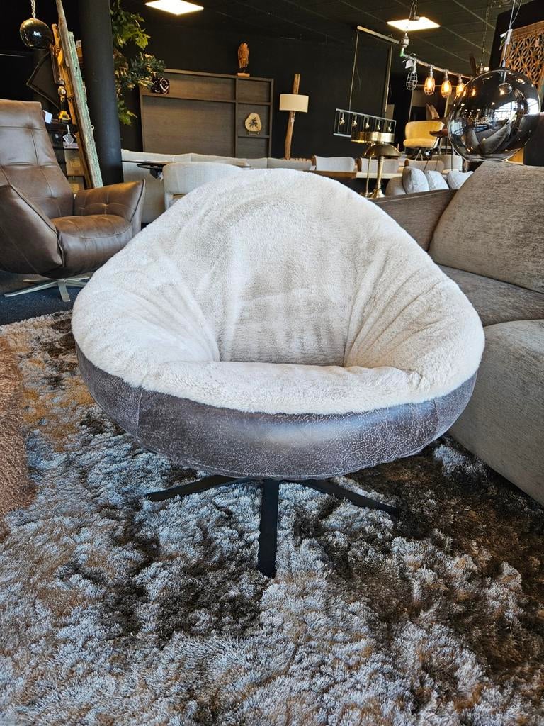 Fauteuil Eija DS meubel bunny met rundleer, Ophalen of Verzenden, Nieuw, Stof