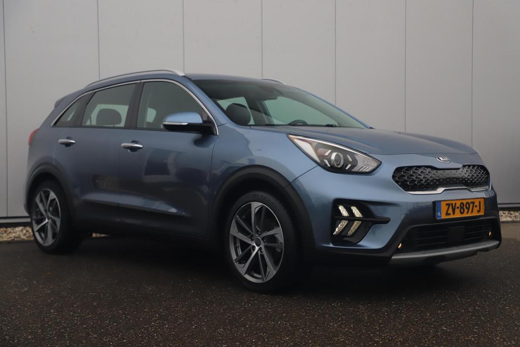 Kia Niro 1.6 GDi Hybrid DynamicLine 140PK Automaat 18 inch H, Gebruikt, Euro 6, Blauw, Leder en Stof