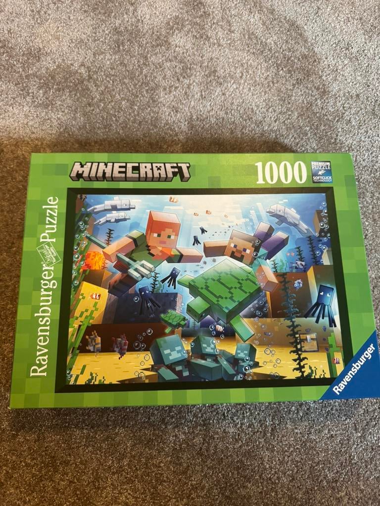 Minecraft puzzel 1000 st, Ophalen of Verzenden, Meer dan 50 stukjes, Zo goed als nieuw, 6 jaar of ouder