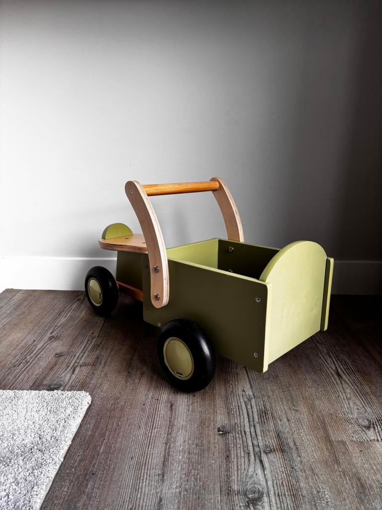 Houten bakfiets, Ophalen, Zo goed als nieuw, Rij- of Hobbelspeelgoed