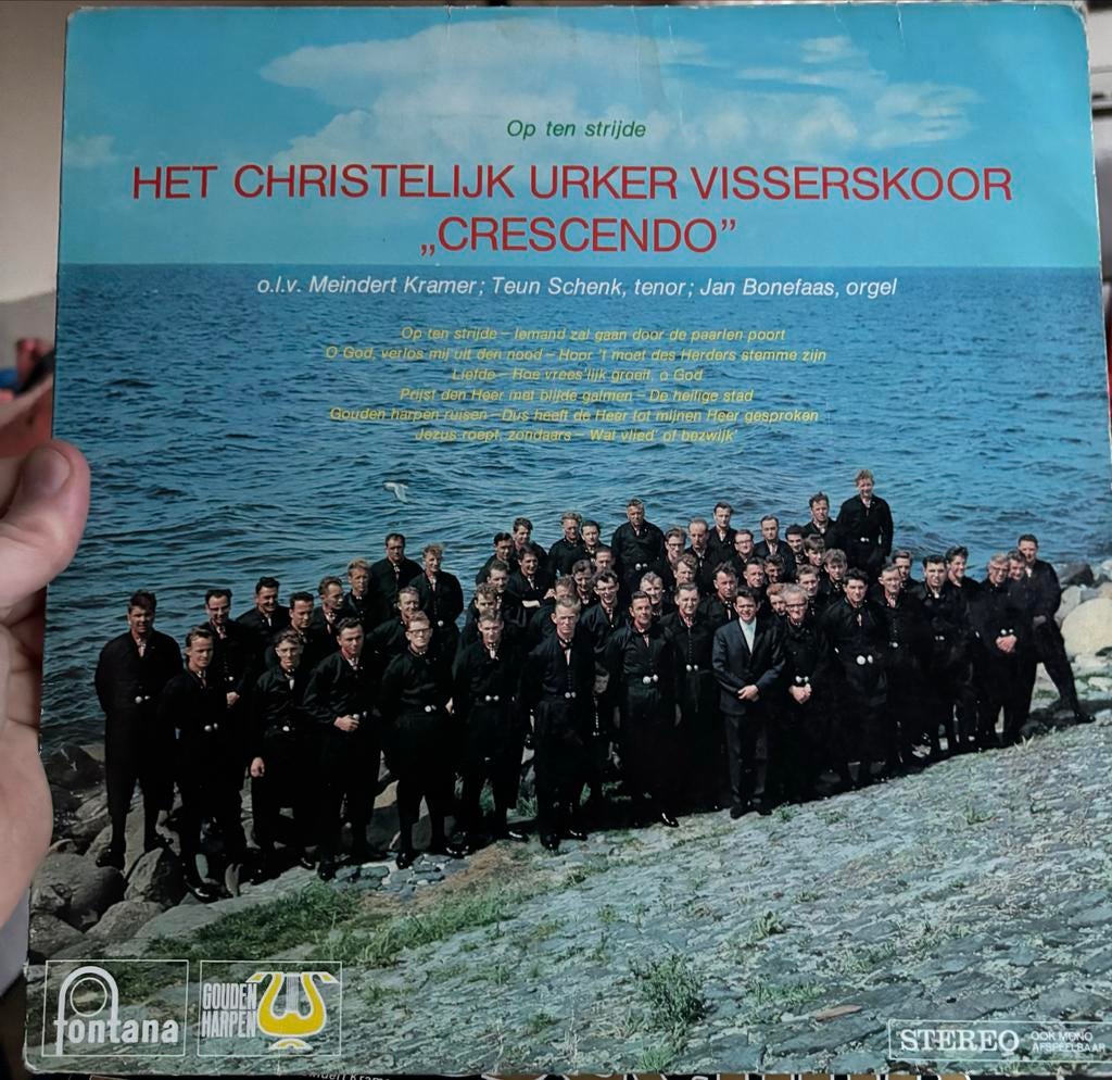 LP Christelijk Urker Visserskoor Crescendo - Op ten strijde, Ophalen of Verzenden, Gebruikt, 12 inch