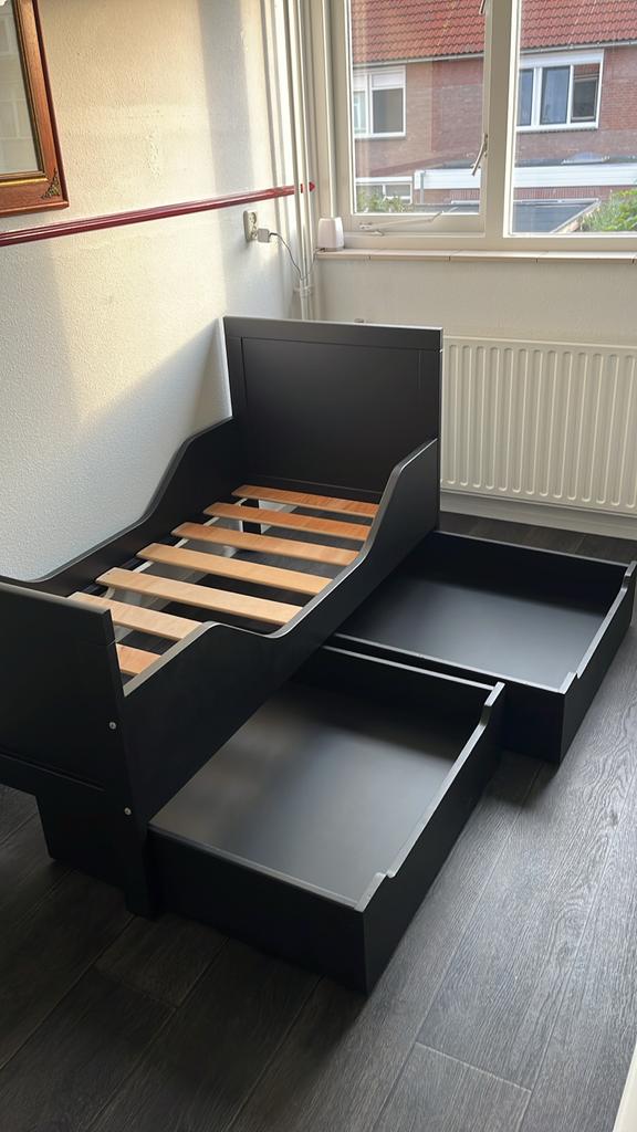 Bopita peuterbed Romy 70 x 150, compleet., Ophalen, Zwart, 190 cm of minder, Zo goed als nieuw